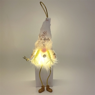 Julenisser med lys i maven - Kvinde - H 28 cm